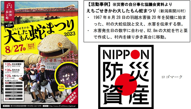 P5 4 活動事例「えちごせきかわ大したもん蛇まつり（新潟県関川村）」より - 「NIPPON 防災資産」の認定を<br>新たに開始