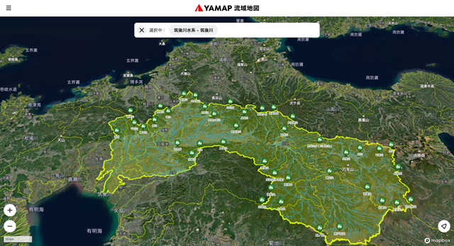 P6 2 筑後川水系・筑後川 - 「YAMAP流域地図」<br>「グッドデザイン賞・金賞」を受賞