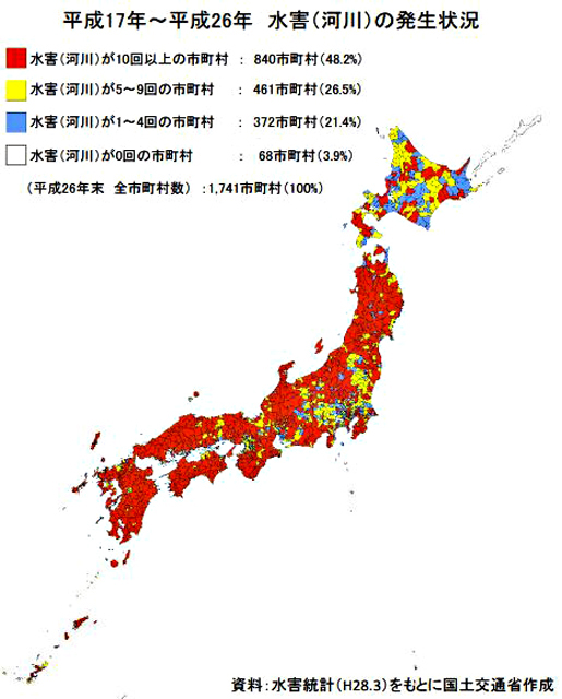 P3 4 内閣府資料より「平成17年～平成26年 水害（河川）の発生状況」 - 「防災庁」設置に向けて<br>“真の防災立国”を