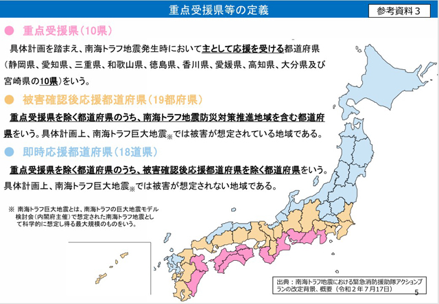 P4 3 重点受援県等の定義 - 南海トラフ地震「即時応援県」を指定